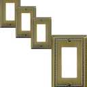 OKAWYC Single Decorator Light Switch Cover Belaire Beaded Metal Wall Plate, 4-Pack Antique Brass 1 Gang Single Rocker, for Receptacle Dimmer Switch GFCI Outlet Decorative Wallplate, Durable