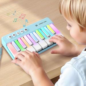 iPlay, iLearn Kids Mini Piano Toy W/Rainbow Lights, Toddler Pocket Travel Piano Keyboard for 1-3, Portable Musical Instrument Toys, Music Interactive Birthday Gift 2 4 5 6 Year Old Boy Girl Child-Blue