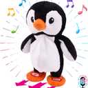 Hopearl Talking Singing Penguin Repeats What You Say Walking Electric Interactive Animated Toy Speaking Plush Buddy Gifts for Toddlers, 7.5''