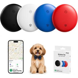 Air Tags Tracker 4 Pack:Bluetooth Item Finder Works with Apple Find My, iOS Only Key Finder, Pet Tracker, Luggage Locator, Wallet & Backpack Tag Replaceable Battery (Reef Accent Pack)