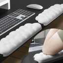 JIKIOU Leather L-Shaped Desk Elbow Pad for Desk, Cute Cloud Memory Foam Elbow Support Padding with Non-Slip, 2 Pack Ergonomic Desk Edge Cushion, Wrist Comfort Support for Office Home White