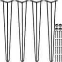 VEVOR Hairpin Table Legs 18" Black Set of 4 Desk Legs 880lbs Total Load Capacity Hairpin Desk Legs 3 Rods for Bench Desk Dining End Table Chairs Carbon Steel DIY Heavy Duty Furniture Legs