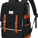 Ronyes Vintage Laptop Backpack for Women Men,15.6 inch Bookbag Casual Daypack with USB Charging Port for College Work, Black Backpacks