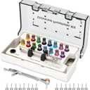 Dental Implant Torque Wrench Set Universal Prosthetic Kit Dental Implant Kit with Torque Adjustable Ratchet Screwdrivers 16pcs, Fully Autoclavable,10-70Ncm, Secure/Disassemble Implant Restorations