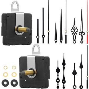 Clock Movement Mechanism with 5 Different Pairs of Hands, High Torque Long Shaft Clock Movement Quartz Repair Parts Replacement with Hook and Paster, 32 Mm/ 1.26 Inches(2 Pieces)
