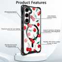 casesszoone for Samsung Galaxy S23 Cherry Case with Wrist Strap [Compatible with MagSafe] Magnetic Clear Four Corners Shockproof Cute Cherries Design Cover for Girls Women Teens Galaxy S23 6.1''