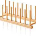 Bamboo Dish Dying Rack - Pot Lid Plate Organizer Holder for Cabinet - Cutting Board Organizer-Plate Rack for Dish, Pot Lid, Bowl, Cup, Cutting Board (Bamboo-set of 1)