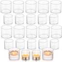 Glasseam Tea Light Candle Holders for Table Centerpiece, Small Clear Glass Votive Candle Holders Set of 18 Cute Mini Floating Tealight Holder for Wedding Centerpieces Birthday Party Decorations