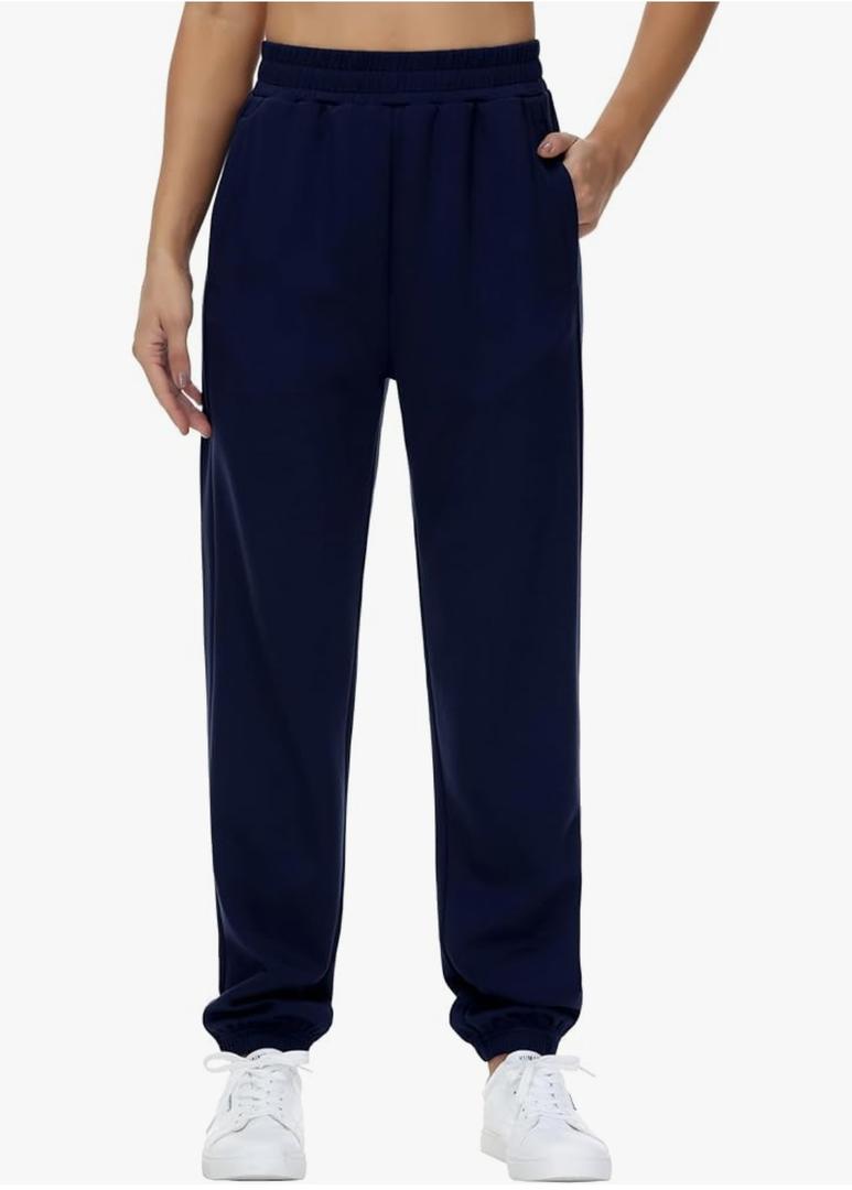 THE GYM PEOPLE Women's Baggy Cinch Bottom Sweatpants Lightweight Workout Joggers Pants with Pockets L, Dark Blue