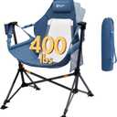 Portal Hammock Camping Chair, Portable Outdoor Swinging Chairs with Adjustable Back and Height for Lawn, Backyard, Patio, Supports 400 lbs, Breathable Mesh High Back, Blue