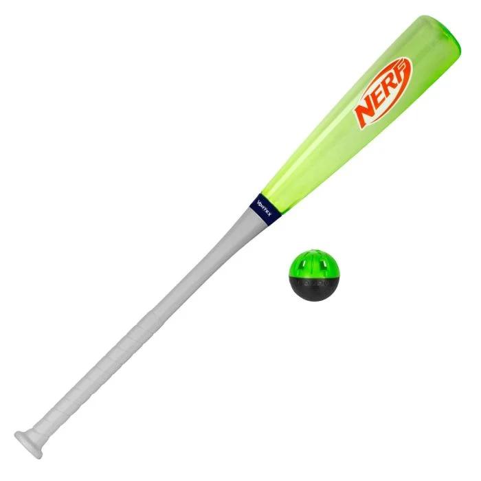 NERF Vortex Plastic Baseball Bat + Ball Set - Kids Plastic Bat + NERF Ultra Curve Baseball Set - 30"