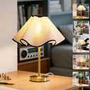 Small Scalloped Table Lamp Shades - Petal Lamp Shade for Table Lamps, Floor Lamps, bedside lamp and Pendant Light, UNO Fitter for E27, E26 and E14 Base (Linen, 3.5 * 15 * 7 inch - 1 Pack)