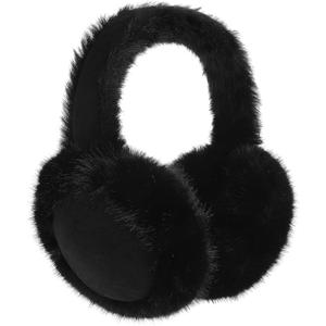 Tavaleu Ear Muffs for Winter Women, Foldable Fuzzy Earmuffs Faux Fur Warm Ear Warmers Covers Cold Weather (Fluff - Black)