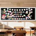 2 x Valentines Bulletin Board Decorations - 120pcs Heart Cutouts Name Tags Valentine's Day Party Supplies Classroom Chalkboard Wall Door Decor