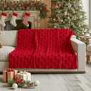 Horaldaily Christmas Blanket Throw, Red Christmas Tree Soft Fuzzy Plush Faux Fur Cozy Blankets for Couch Sofa Bed Lounging, Ideal Gifts for Kids Adults Wife Self, 50x60