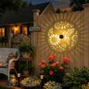 Gardsee Solar Fence Lights Outdoor 2 Pack Deck Step Wall Lights Butterfly Metal Waterproof LED Warm Yellow Light for Garden Post Patio Backyard Yard Decor (Black 2)