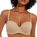 SEA BBOT Women Full Figure Plus Size Anti-Slip Multiway Strapless Bra (Beige)