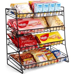Liaakrr Candy Display Rack, 2025 Upgraded Metal Snack Rack Display Stand, Candy Display Rack Countertop,Snack Organizer for Countertop, Kitchen and Stores