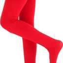EVERSWE Girls Winter Warm Fleece Lined Tights Thick Dance Tights (Red)