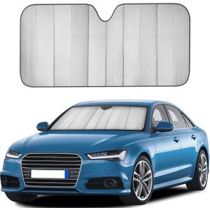 EcoNour Accordion Car Windshield Sun Shade (Gray) | Foldable Car Window Shades for UV Protection & Heat Block | Keeps Interior Cool | Sun Blocker for Front Window | 58 x 28 Inches (Large)