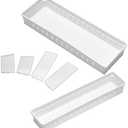 Housoutil 2pcs Organizer Case Movable Partition Storage Bin Plastic Storage Organizer for Kitchen Office Dresser Tidy Clean Compartment