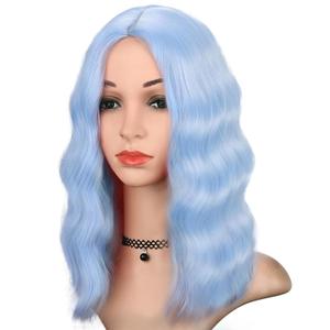 Beautifa Hair Extensions 14 Inches Woman Short Silver White Synthetic Wigs for Women Heat Resistant Cosplay Hair Hair Pieces, Blue