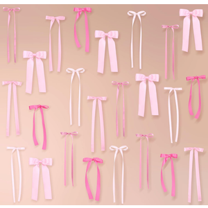 40Pcs Pink Bow Wall Decor, DIY Bow Photo Backdrop, Ribbon Bows Garland, Pink Bows Party Decor for Women Girls Birthday, Baby Shower, Bachelorette Wedding Party, Room Bedroom Valentines Day Decor