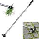 BARAYSTUS Weed Puller 61" Adjustable Long Handle, 2-in-1 Weed Rake & Crack Weeder with Detachable Head, Stainless Steel Weeding Tool for Lawn, Yard, Garden & Sidewalk Cracks, Weed Remover