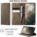 Wallet Case for Samsung Galaxy S23 5G Leather Wallet Flip Cover with Card Holder, Kickstand, Magnetic Closure, RFID Blocking TPU Shockproof Phone Case Compatible with Galaxy S23, Coffee