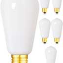 10W Dimmable Opal LED Edison Bulbs, 3000K Soft White, 100W Incandescent Equivalent 1000 Lumens, E26 Medium Base, Vintage Edison Style ST58 / ST19 Milky Glass LED Filament Light Bulb, 6 Pack