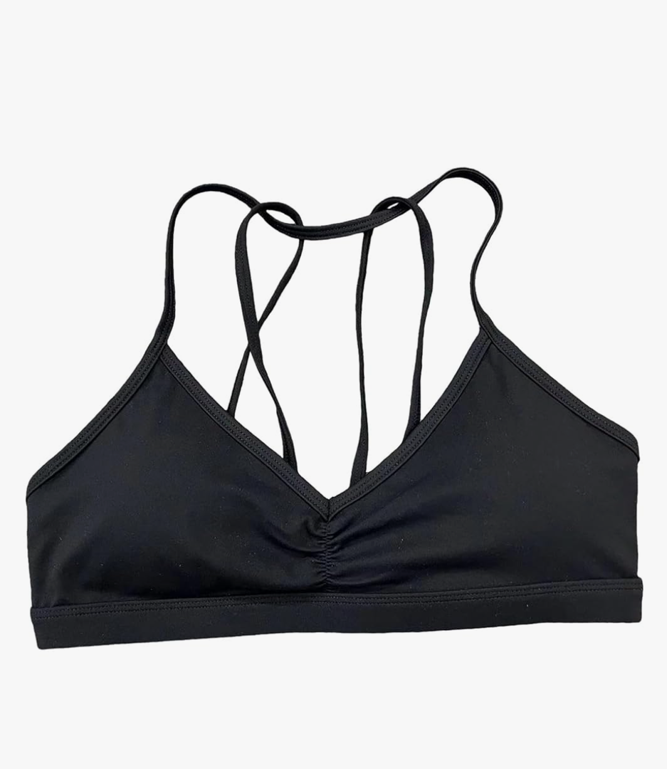 cooki Strappy Sports Bras for Women Wireless Adjustable Straps Criss Cross Back Padded Workout Yoga Bras Backless Crop Top Medium 