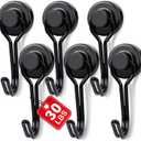 E BAVITE Magnetic Hooks, 30lbs+ Magnet Hook 2026 Cruise Cabin Ship Essentials Heavy Duty Strong Magnets Refrigerator Fridge Hanging for Classroom Beach Vacation Kitchen Grills Home 6pcs (Black)