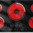 Upgraded 36 Inch Electric Cooktop 5 Burners - Powerful 9200W Built-in(34.25"x19.3") Electrical Stove,u Electric Cook Top 30 In Knob Control, 99 Minutes Timer, Safety Lock, 220-240V Hard Wired