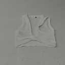Vrtige Women's Twist Front V Neck Ribbed Knit Sleeveless Sexy Cami Tank Crop Top XS, White