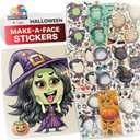 2 x X-Protector Halloween Make a Face Stickers for Kids - Halloween Sticker Activity Crafts - 27 Unique Character Face Stickers for Kids - Bulk Halloween Goodie Bag Stuffers & Party Favors! (9 Big Sheets)