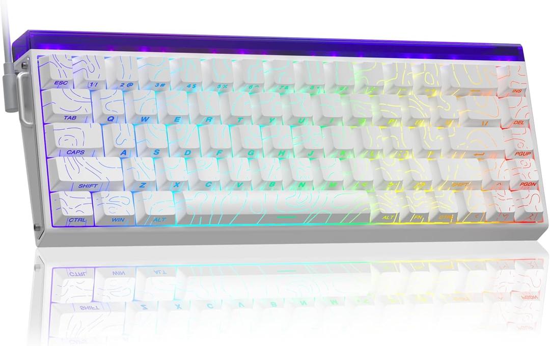 AULA Hero 68 HE 60% Gaming Keyboard Wired, Hall Effect Magnetic Switch Keyboard with 8K Hz Polling Rate, Side Printed PBT Keycaps, RGB Backlit Light Box, Customizable Web Software for PC/Mac Gamers (Line White)