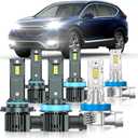 Fit for Honda CRV 2015-2022 Light Bulbs, High/Low Beam Fog Light Bulbs Combo, 800% Brightness, 6000K Cool White, Plug and Play, Pack of 6