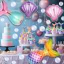 17 Pcs Mermaid Party Decorations Balloons Fishing Net Ocean, 33.4 x 20.4 inches, 29.3 x 20 inches