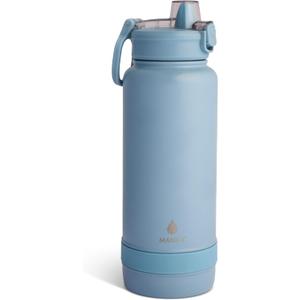 Manna Push Stainless Steel Bottle with Push-open Locking Lid and Sipping Spout - 40 Oz - Denim Powder Coat
