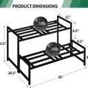 Lilybud--lily Plant Stand Indoor Outdoor, 2-Tier Wrought Iron Plant Stands, Stackable Metal Plant Shelf Decorative Outdoor Flower Stand Heavy Duty Pedestal Stands for Garden Deck Living Room, Black