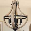 4-Light Farmhouse Dining Room Light Fixture, Adjustable Height Hanging Wood Vintage Pendant Lights for Kitchen Island Hallway Foyer Entryway Breakfast Area Bedroom