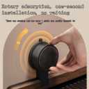 Walnut Bathroom and Kitchen Suction Cup Rack, Removable wall-Mounted Tray, no-Drill wall-Mounted Bathroom Vanity, Sink Storage Rack, Kitchen Suction Cup Rack (Black, 50cm/19.69in)