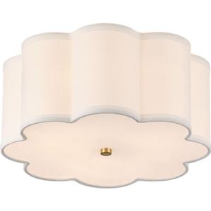 13.4"Semi Flush Mount Ceiling Light Fixture, 3-Light Modern Close to Ceiling Light With Fabric Flower-Shaped Shade, Light Fixtures Ceiling Mount for Bedroom Nursery Kids Room Living Room(Gold)