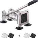 French Fry Cutter, Potato Slicer Fry Cutter with Detachable Handle Stainless Steel Potato Cutter Includes 3/8",1/2" Blades with 4 Suction Feet for Potato, Carrot, Cucumbers