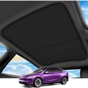 2026 Upgrade Sunshade Roof For Tesla Model Y Juniper 2025 2026 [No-Gap/Sag-Free] Heat Insulation Glass Roof Sunshade Sunroof for Tesla Model Y Accessories 2026 2025 Black