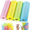 4 Roll Easter Poly Mesh Ribbon Spring Easter Wired Edge Ribbon Poly Decor 10 Inch x 30 Feet Metallic Mesh Decor and 100 Pieces Wreath Tube Cleaners Chenille Stems (Blue, Light Yellow, Pink, Yellow)