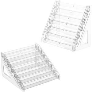 2 Pack Card Display Stand for Trading Card Greeting Card Display Stand, Versatile 7 Tier Figurine Crystal Display Shelf for Collectibles, Pops, PSA Cards, Sports Cards, Business Cards