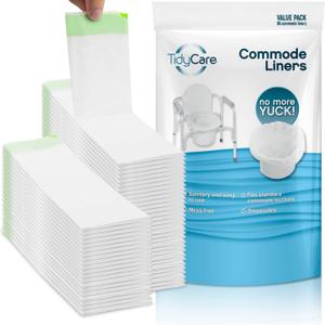 Bedside Commode Liners for Portable Toilet Chair Bucket and Bedpan | Value Pack of 96 Disposable Waste Bags for Adults in Medical Care | Universal Fit Portable Toilet Liners (1 Count (Pack of 96))