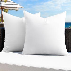 MIULEE Pack of 2 22x22 Outdoor Pillow Inserts, Outdoor Throw Pillows Water-Resistant Decorative Premium Square Pillow Stuffer Sham for Porch Swing Couch Sofa Cushion Patio Furniture