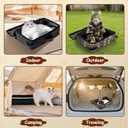 Foldable Travel Litter Box for Cats, 16 * 12 * 6 inches Portable Litter Box with Zipped Lid, Lightweight & Easy to take, Cat Essentials for Outdoor Long Distance Traveling & Camping - Pink
